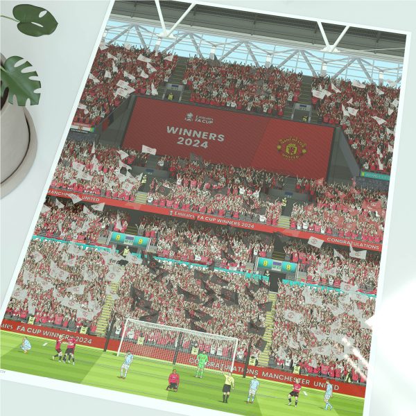 Manchester United 2024 FA Cup final illustrated print